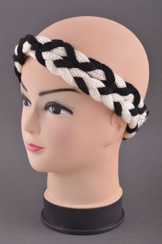 Аксессуар для волос хэнд мэйд повязка на голову ободок на голову черно-белый - MADEheart.com