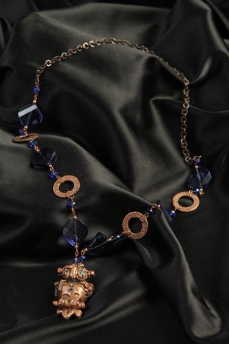 Halskette Damen Handmade Rocailles Kette Damen Collier Halskette Frauen blau - MADEheart.com