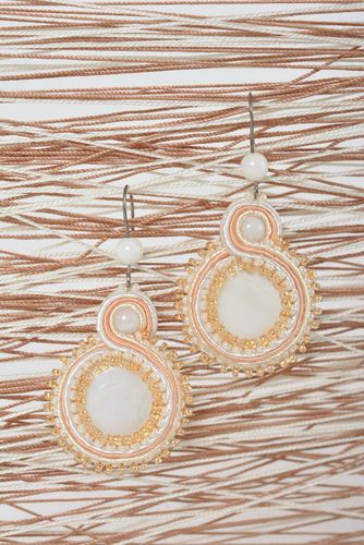 Handmade earrings soutache accessory soutache jewelry with natural stones - MADEheart.com