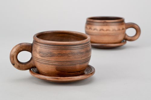 4 oz coffee cup with handle and rustic pattern - MADEheart.com