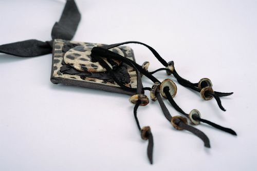Pendant made of natural leather Leopard - MADEheart.com