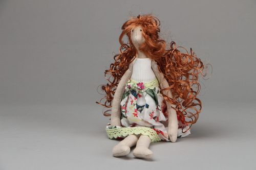 Designer fabric doll Beauty with Copper Hair - MADEheart.com
