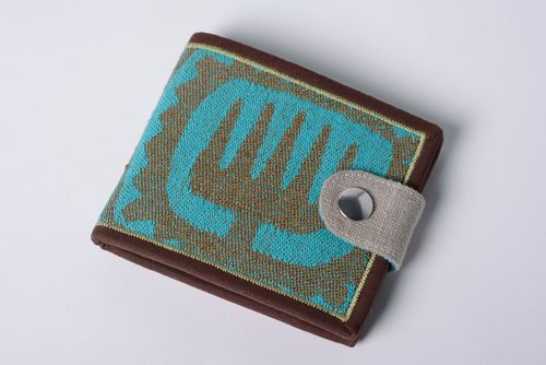 Beau portefeuille artisanal de lin jean et coton fait main accessoire femme - MADEheart.com
