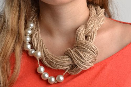 Collana di fili fatta a mano girocollo originale etnico accessorio da donna - MADEheart.com