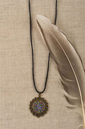Handmade round pendant elegant stylish jewelry unusual designer pendant - MADEheart.com