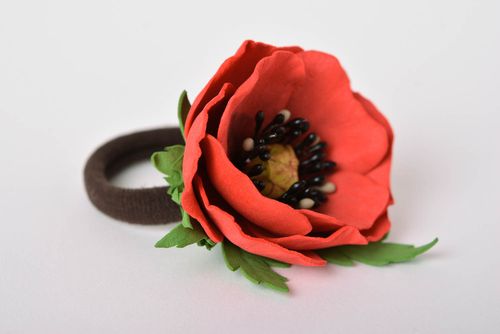 Handmade flower scrunchy delicate flower barrette hair jewelry for women - MADEheart.com