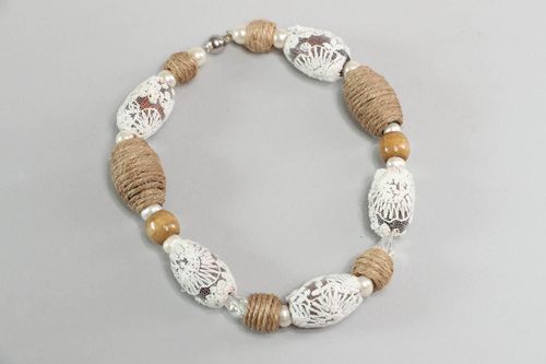 Collana di fili e merletto fatta a mano originale di moda bigiotteria da donna - MADEheart.com