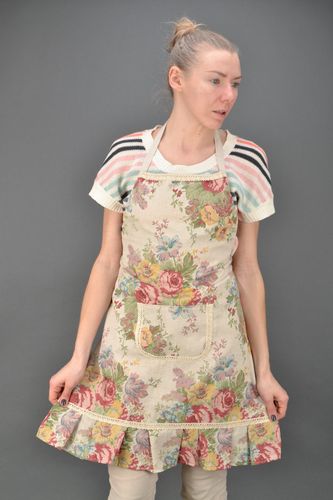 Tablier en coton et polyamide multicolore à motif floral fait main pour femme - MADEheart.com
