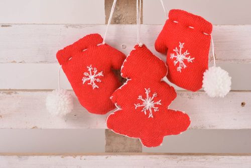 Handmade wall hanging soft toy Christmas decoration 3 pieces decorative use only - MADEheart.com
