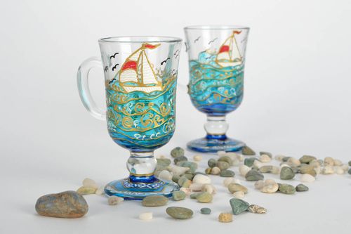 Vasos de cristal para café, vasos pintados  - MADEheart.com
