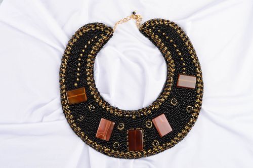 Ungewöhnliche Halskette aus Glasperlen handmade Rocailles Kette Designer Schmuck - MADEheart.com