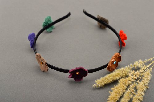 Handmade leather hairband designer present for girl stylish leather jewelry - MADEheart.com