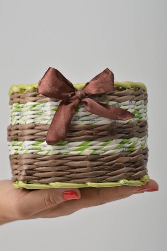 Unusual homemade woven basket handmade paper basket the living room gift ideas - MADEheart.com