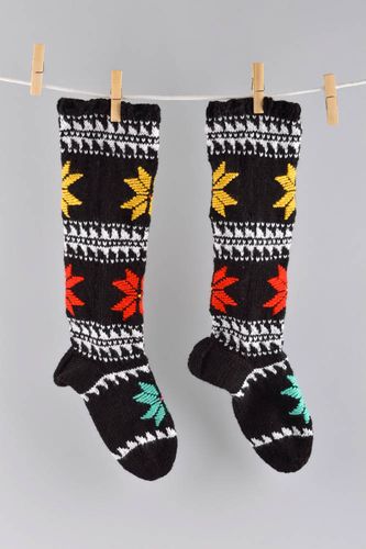 Handgestrickte Socken grelle warme Socken Baumwolle Socken lange bunte Socken - MADEheart.com
