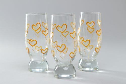 Set of designer wine glasses with handmade painting 3 items for solemn occasions - MADEheart.com