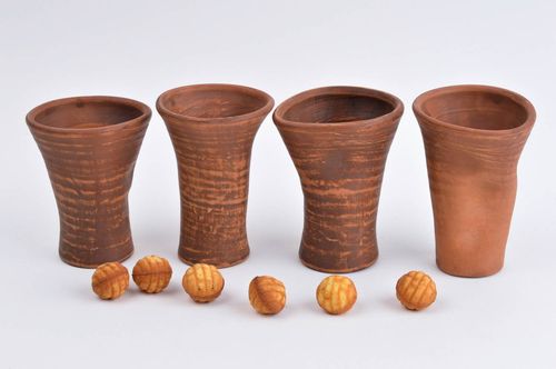 Juego de vasos hecho a mano utensilios de cocina vajilla original 4 piezas - MADEheart.com