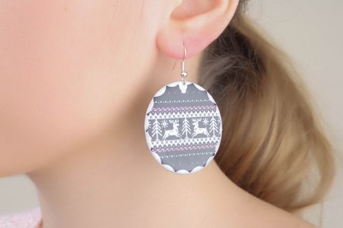 New Year style round earrings  - MADEheart.com