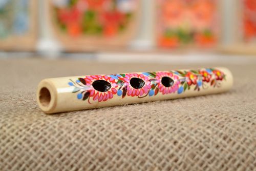 Flûte en bois fait main Instrument de musique Cadeau original déco ethnique - MADEheart.com