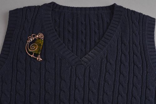 Broche de cobre con ágata accesorio de moda regalo original artesanal para mujer - MADEheart.com