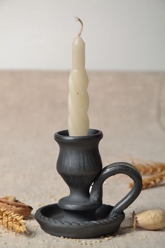 Candeliere in ceramica fatto a mano candelaio dipinto portacandele di argilla - MADEheart.com