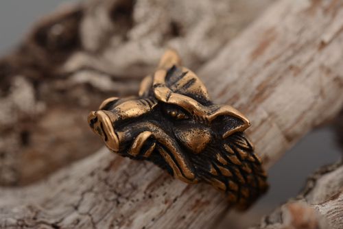 Mens ring made of bronze Boar - MADEheart.com