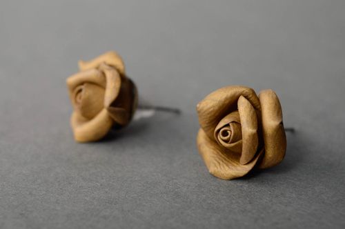 Оригинальные серьги-цветы из полимерной глины Розы - MADEheart.com