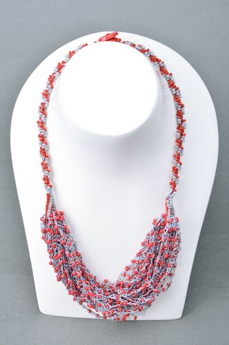 Künstlerisches tolles rotes Collier aus Glasperlen für echte Modedame Handarbeit - MADEheart.com