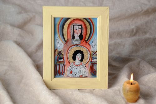 Icône religieuse originale Marie avec Enfant  - MADEheart.com