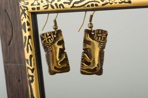 Handmade lange Ohrringe Designer Schmuck Accessoire für Frauen aus Bronze - MADEheart.com