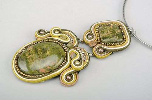 Necklace in the soutache weaving technique Mustard - MADEheart.com