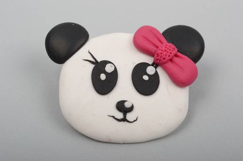 Broche animal Bijou fait main en pâte polymère Accessoire fille Panda cadeau - MADEheart.com