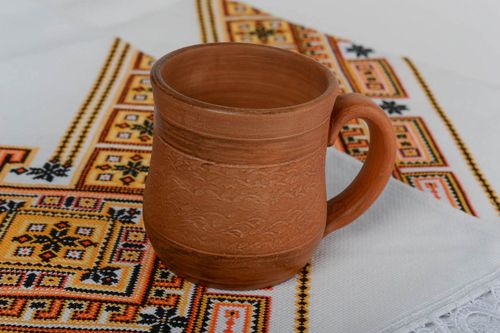 Originelle handgemachte Tasse aus Ton 250 ml für Tee oder Kaffee Küchen Schmuck - MADEheart.com