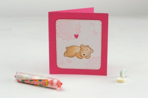 Cartão postal artesanal com um urso - MADEheart.com