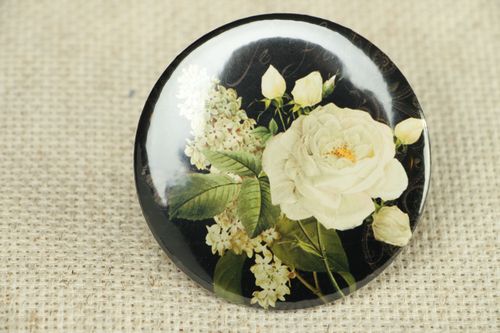 Espelho de bolso pequeno artesanal Lilás e rosa  - MADEheart.com