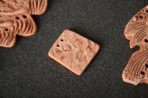 Small handmade ceramic craft blank for pendant making DIY - MADEheart.com