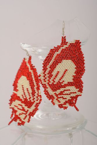 Pendientes artesanales de abalorios Mariposas - MADEheart.com