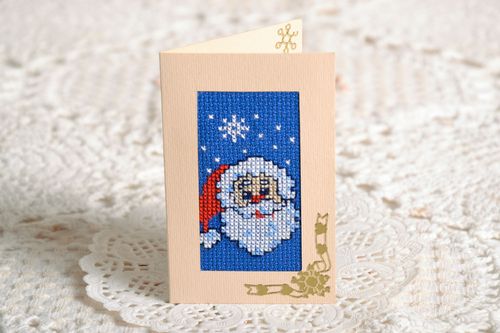 Cartão de felicitação feito à mão de Natal com bordado  - MADEheart.com
