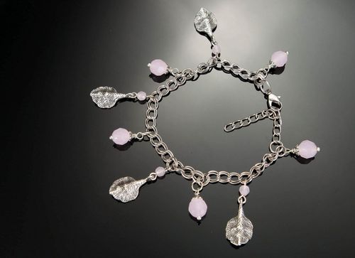Pulseira de aço com quartzo rosa - MADEheart.com