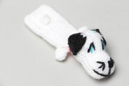Marionnette à doigt au tricot faite main Chien - MADEheart.com