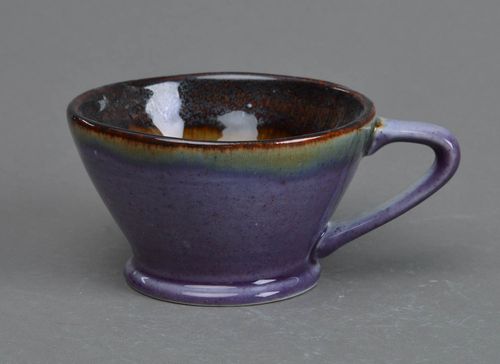 Taza de porcelana artesanal pequeña bonita con asa original gris azulada - MADEheart.com