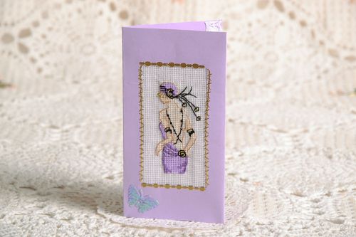 Greeting card with embroidery - MADEheart.com