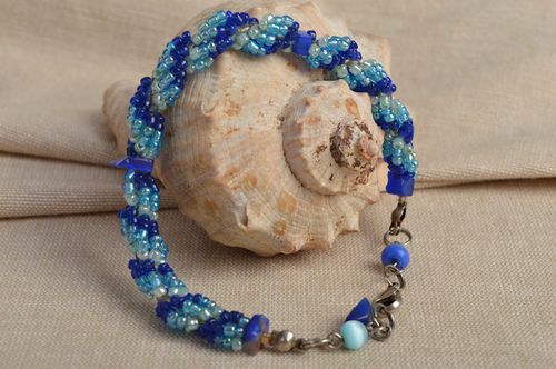 Pulsera de abalorios hecha a mano azul bisutería artesanal regalo para mujeres - MADEheart.com
