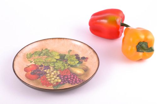Decorative handmade plate beautiful decoupage wall plate with fruit paintings - MADEheart.com