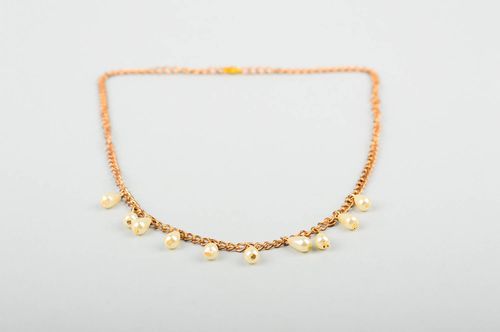 Damen Collier handgefertigt Schmuck Halskette Accessoire für Frauen goldfarben - MADEheart.com