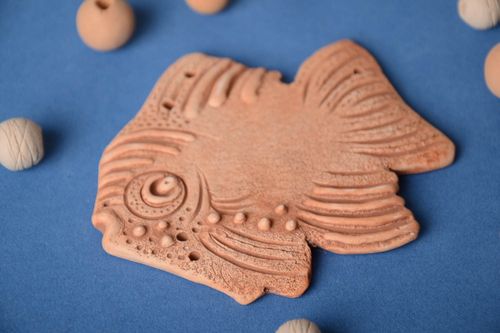 Beautiful handmade clay blank pendant for painting Fish jewelry making - MADEheart.com