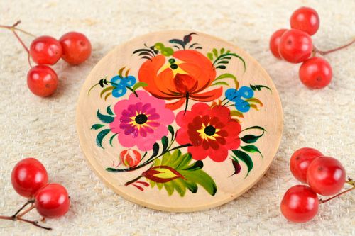 Magnet frigo fait main Aimant en bois à motif floral Décoration cuisine - MADEheart.com