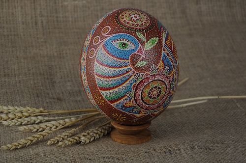 Painted ostrich egg Birds of happiness - MADEheart.com