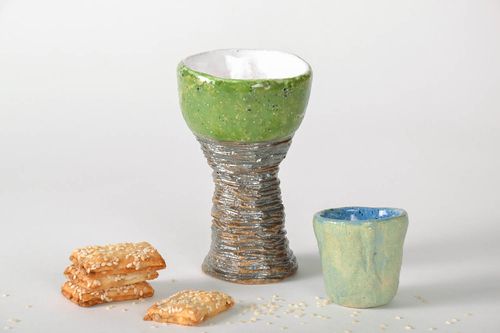 Taça de cerâmica brilhante feita à mão revestida com esmalte para beber - MADEheart.com