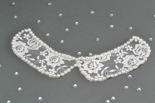 Col en dentelle blanc avec perles artificielles - MADEheart.com