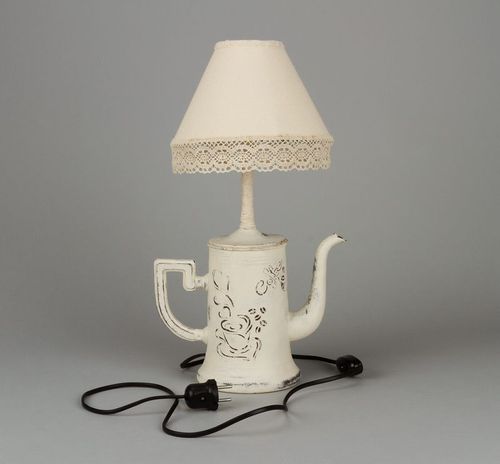 Lampada Teiera decoupage fatta a mano Lampada decorativa in ceramica  - MADEheart.com